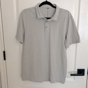 Lululemon Evolution Short- Sleeved Polo Shirt- Pique Fabric Heather Raw Linen L